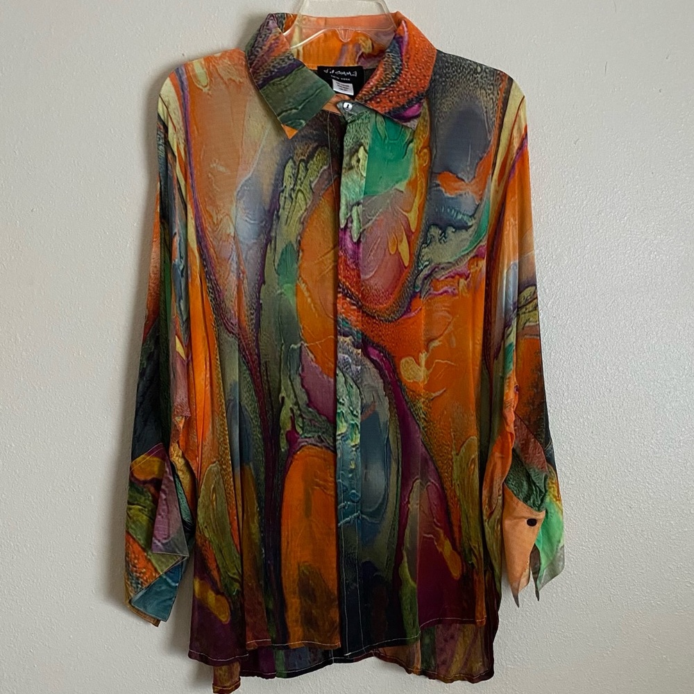 Dilemma New York Multicolor Abstract Artist Painter Blouse Top Size M/L